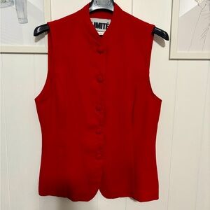 Vintage Red Sleeveless Button-Up Top